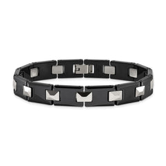 Chisel Tungsten and Black Ceramic Polished 8.5 inch Bracelet TUB128-8.5