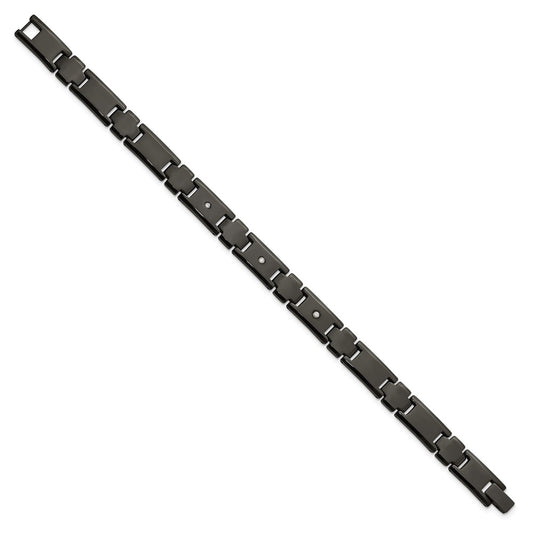 Chisel Tungsten Polished Black IP-plated 1/10 carat Diamond 9 inch Bracelet TUB129-9