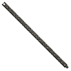 Chisel Tungsten Polished Black IP-plated 1/10 carat Diamond 9 inch Bracelet TUB129-9