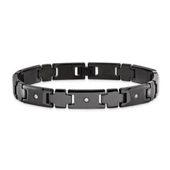 Chisel Tungsten Polished Black IP-plated 1/10 carat Diamond 9 inch Bracelet TUB129-9