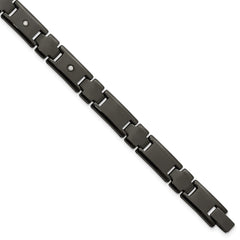 Chisel Tungsten Polished Black IP-plated 1/10 carat Diamond 9 inch Bracelet TUB129-9