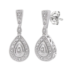 Silver Pear Shape Diamond Earrings