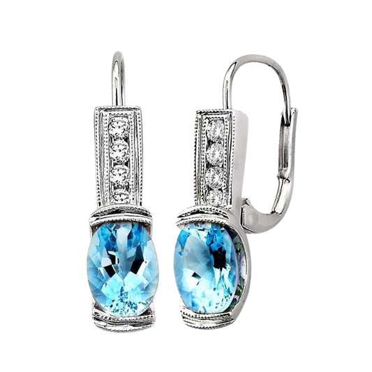 Oval Shape Gemstone & Diamond Earrings