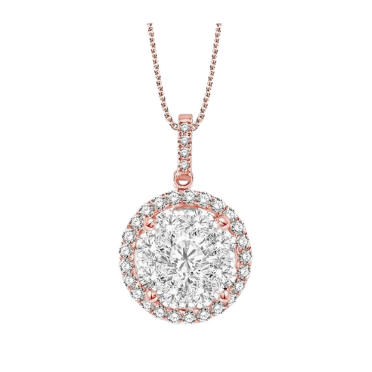 Round Shape Halo Lovebright Essential Diamond Pendant