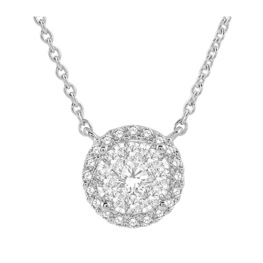 Round Shape Halo Lovebright Essential Diamond Pendant