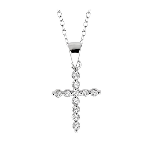 Silver Cross Petite Diamond Pendant