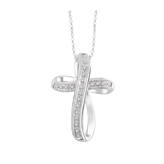 Silver Cross Diamond Pendant
