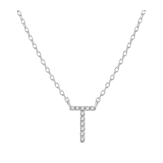 Block 'T' Initial Diamond Pendant