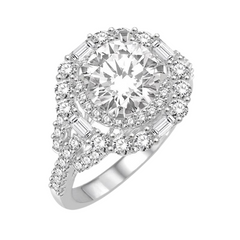 Round Shape Semi-Mount Halo Diamond Engagement Ring