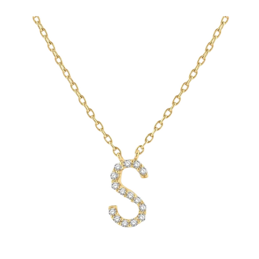 Block 'S' Initial Diamond Pendant