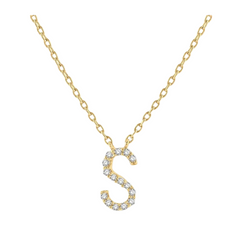 Block 'S' Initial Diamond Pendant