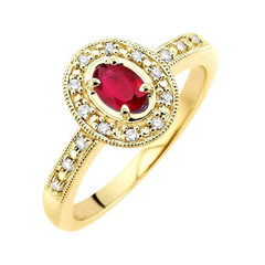 Oval Shape Gemstone & Halo Diamond Ring