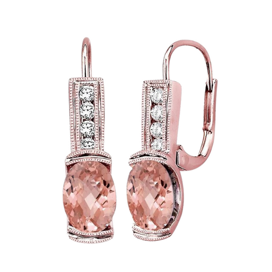 Oval Shape Gemstone & Diamond Earrings