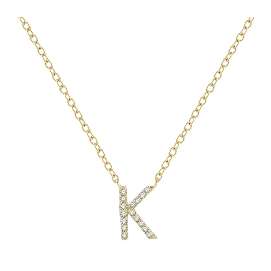 Block 'K' Initial Diamond Pendant