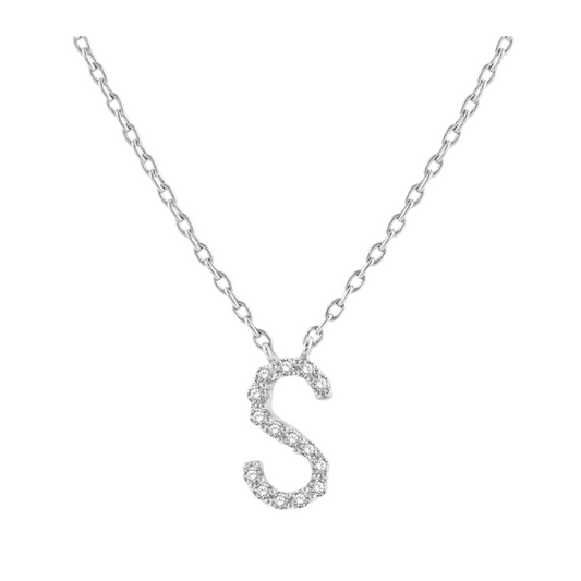 Block 'S' Initial Diamond Pendant