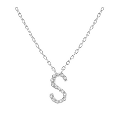 Block 'S' Initial Diamond Pendant
