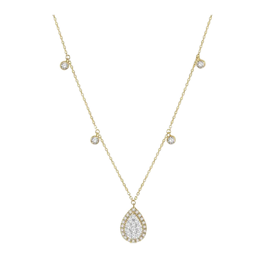 Pear Shape Halo Lovebright Diamond Necklace