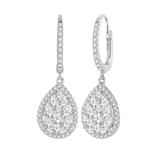 Pear Shape Halo Lovebright Essential Diamond Earrings