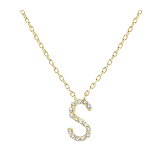 Block 'S' Initial Diamond Pendant
