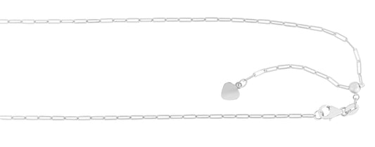 White Gold Polished Adjustable Paperclip Necklace