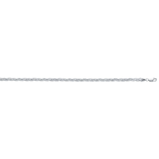White Gold Diamond Cut/ Textured Braided Fox Bracelet