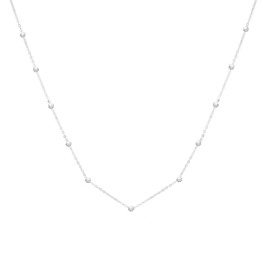 White Gold Diamond Cut/ Textured Pallina Beads Necklace