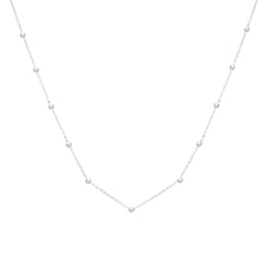 White Gold Diamond Cut/ Textured Pallina Beads Necklace