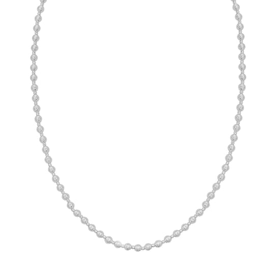 White Gold Diamond Cut/ Textured Beaded Bliss Necklace