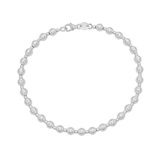 White Gold Diamond Cut/ Textured Beaded Bliss Bracelet