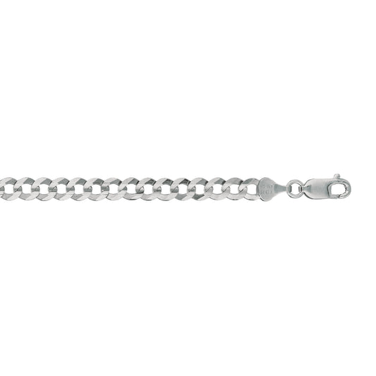 White Gold Polished Comfort Curb Necklace