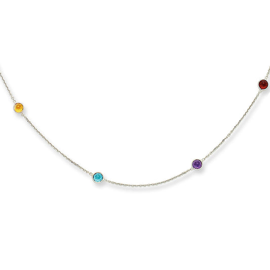 White Gold  Colorful Drops Necklace
