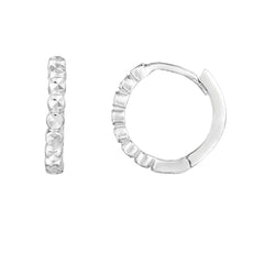White Gold Diamond Cut/ Textured Huggies Earring