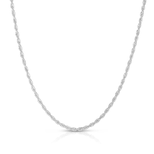 White Gold Polished Lite Rope Necklace
