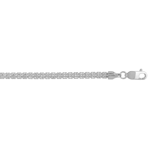 White Gold Diamond Cut/ Textured Fancy Ice Bracelet
