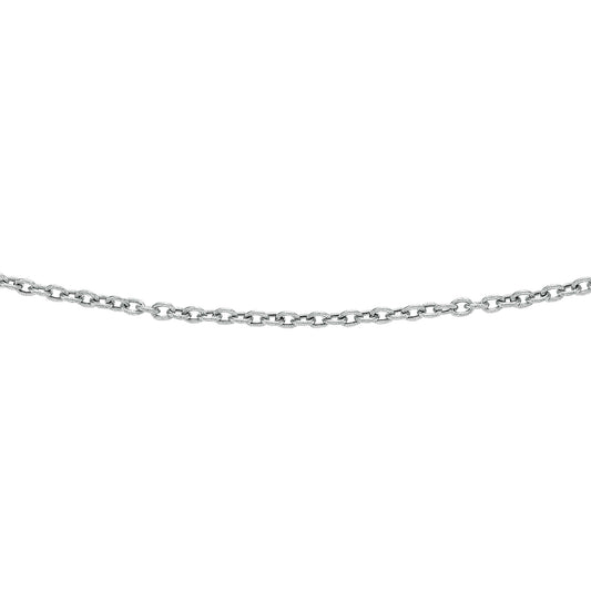 White Gold Diamond Cut/ Textured Textured Oval Cable Necklace
