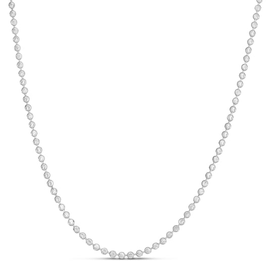 White Gold Diamond Cut/ Textured Moon Necklace