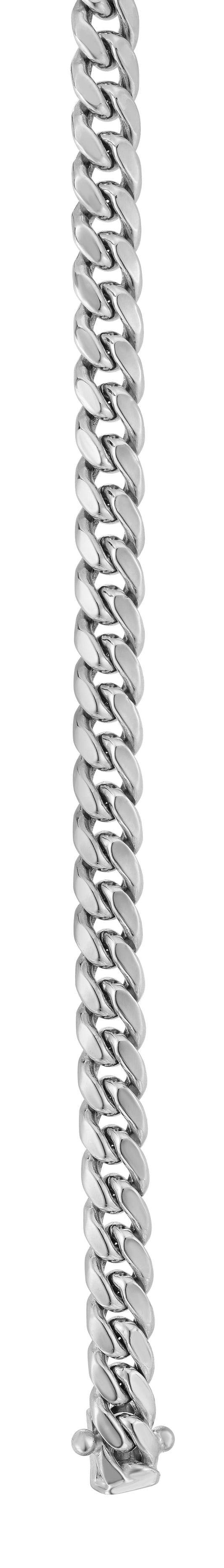 White Gold Polished Classic Miami Cuban Necklace