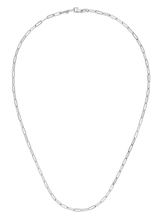 White Gold Polished Solid Paperclip Necklace