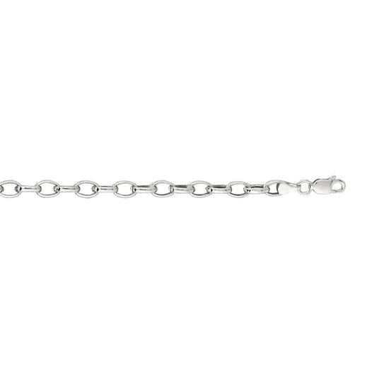 White Gold Polished Lite Oval Rolo Bracelet