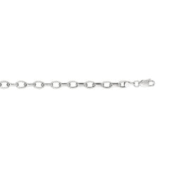 White Gold Polished Lite Oval Rolo Necklace
