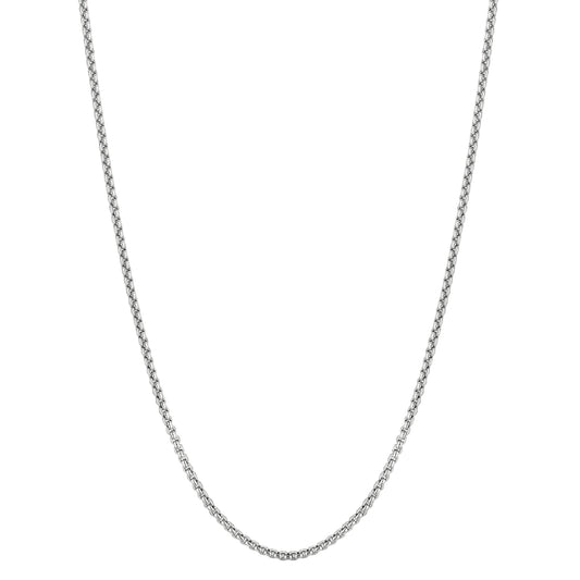 White Gold Polished Lite Round Box Necklace