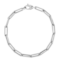 White Gold Polished Lite Paperclip Chain Bracelet