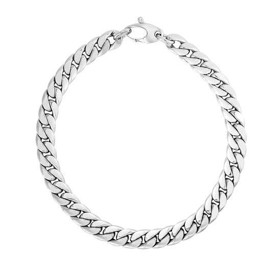 White Gold Polished Fancy Chain Links Bracelet