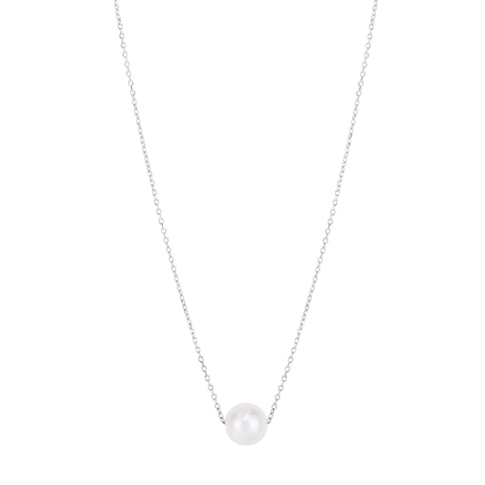 White Gold Diamond Cut/ Textured Gold & Pearl Fashion Necklace