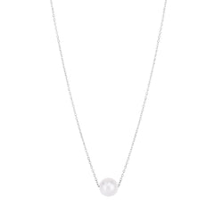 White Gold Diamond Cut/ Textured Gold & Pearl Fashion Necklace