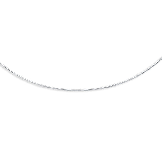 White Gold Polished Round Omega Necklace