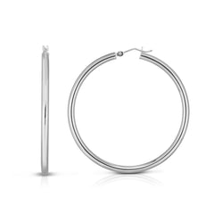 White Gold Polished Classic Polished Hoop Earring