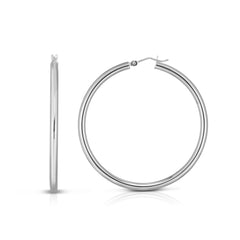White Gold Polished Classic Polished Hoop Earring