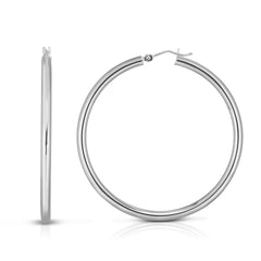 White Gold Polished Classic Polished Hoop Earring