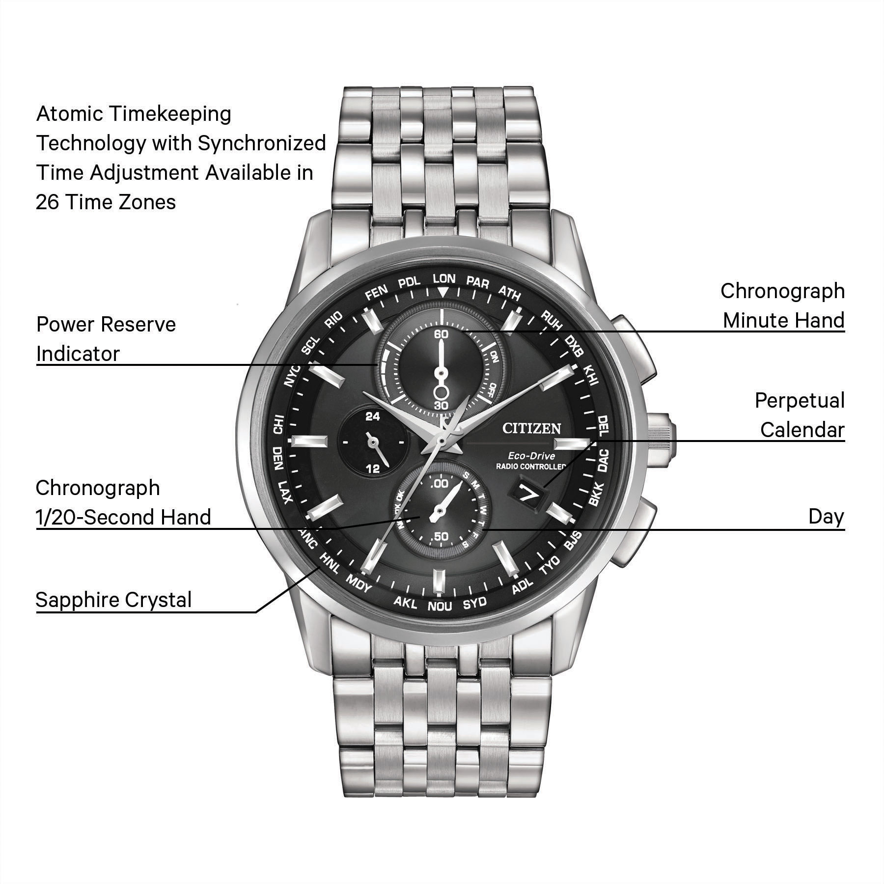 Citizen World Chronograph A-T ATOMIC TIMEKEEPING AT8110-53E